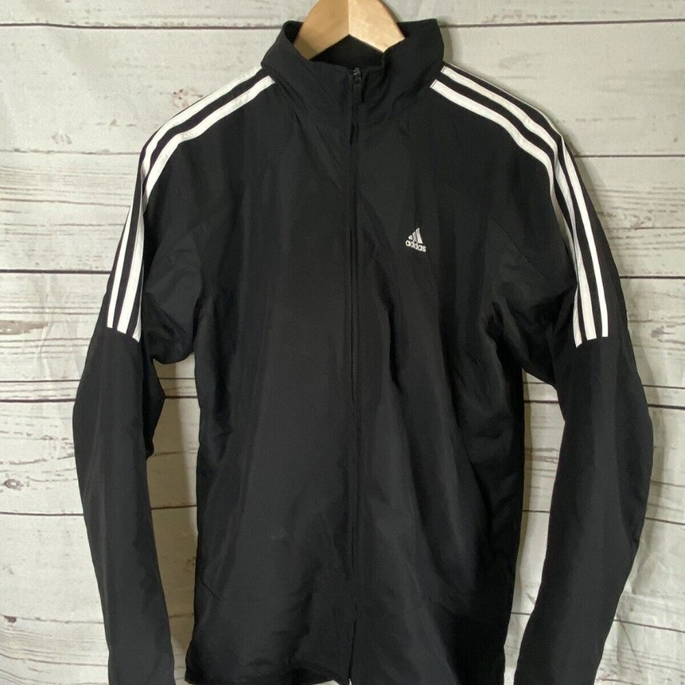 Vintage Y2K Adidas Nylon Jacket In Retro Black And White small